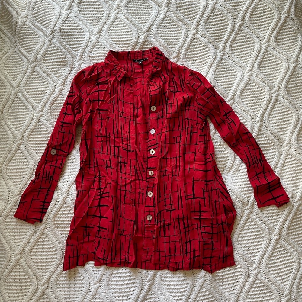 John Marc Red and Black Button Up